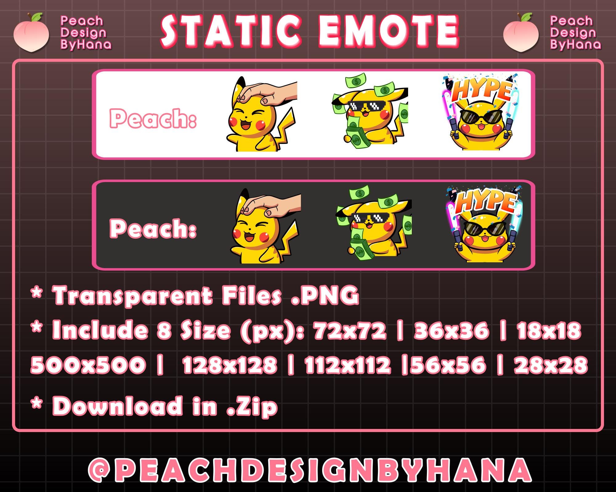 Pikachu Twitch Emote Pack | Cute Pokémon Static Emotes for Streamer ...