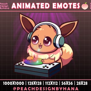 Animated Eevee DJ Emote for Twitch, YouTube, Discord, Funny Emote, Perfect Twitch Emote, Eevee Streaming Assets - Animated Emote Twitch