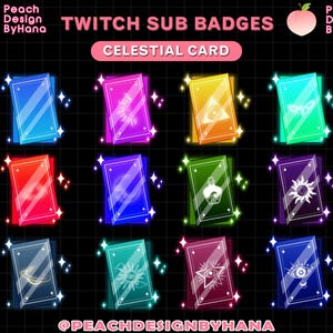 12x Emblemas de Carta Celestial para Twitch, YouTube e Discord - Emblemas doados para transmissão - Emblemas de inscrição de carta brilhante - Emblema de inscrição de torcida...