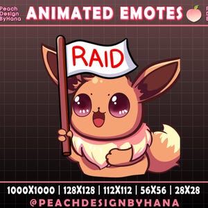 Animated Eevee Raid Emote for Twitch, YouTube, Discord -  Raid Flag Twitch Emotes - Funny Emote For Twitch-  Graphic For Streamer