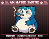 Animated Snorlax Smokes Emote for Twitch, YouTube, Discord, Funny Pokemon Emote, Cute Pokemon Twitch Emote, GIF emote. Animate Emote Twitch