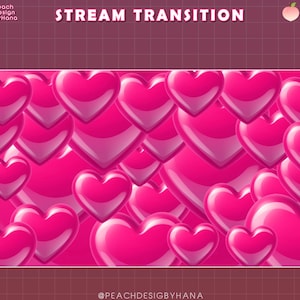 Twitch Animated Stinger Stream Transition, Pink Heart Transition Stream Stinger, Kawaii, Cute Overlay