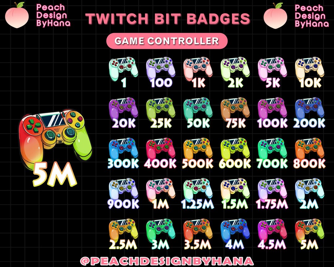Colorful Gaming Controller Bit Badges for Twitch – 30 Vibrant Gamer ...