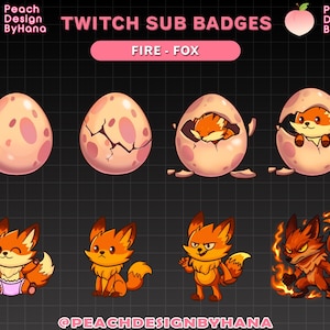 8x Magic Fire Fox Sub Badges for Twitch, YouTube, Discord - Donated Badges for Stream - Cute Sub Badges - Fox Sub Badges - Fox Emote Twitch
