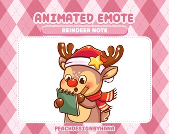 Animiertes Emote für Twitch: Notizbuch Rentier Emoji für die Weihnachtsfeiertage
