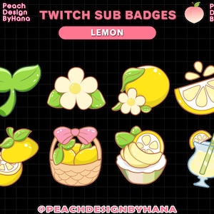 8x Lemon Sub Badges for Twitch, YouTube and Discord - Donated Badges for Stream - Fruit Sub Badges - Cupcake Sub Badges - Juice Sub badges
