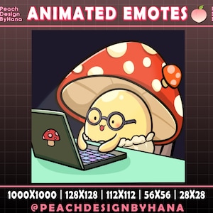 Animated Cute Mushroom Typing Keyboard Emote for Twitch, YouTube, Discord, Type Mushroom Emote, Autumn Twitch emote, Fall Animated Emote