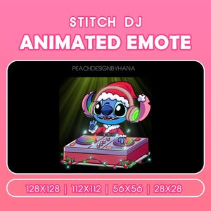 Animated Noel Stitch DJ Emote for Twitch, YouTube, Discord - Music Emote - Dancing Emote - Cute Stitch Emote for Stream - Gif Stitch Emote