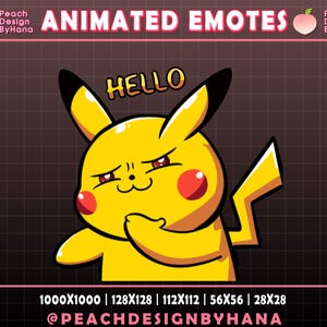 Animated Pikachu Hello Emote for Twitch, YouTube, Discord- Funny Emote, Perfect Emote, Pikachu Streaming Asset - Animated Emote Twitch
