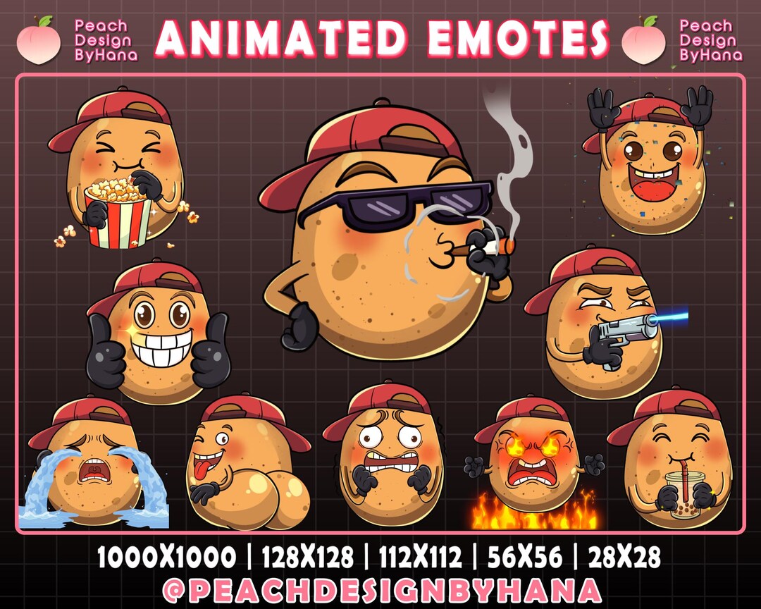 Animated Potato Emotes for Twitch, Youtube and Discord | Funny Mega ...