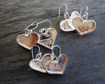 Boucles d'oreilles coeur en argent sterling