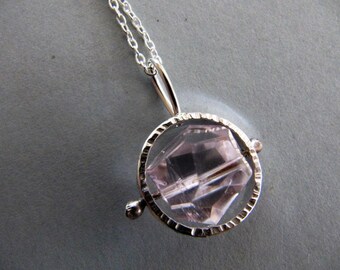 Amethyst in Silver Circle Pendant Necklace