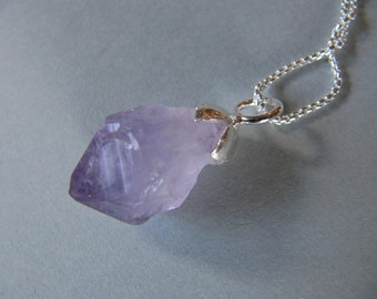 Amethyst Crystal Pendant in Sterling Silver