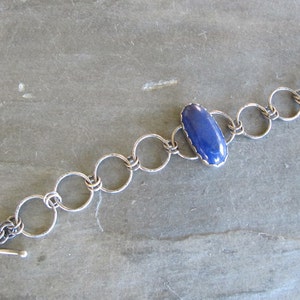 Bracelet with Lapis and Hand Made Chain in Sterling Silver image 3