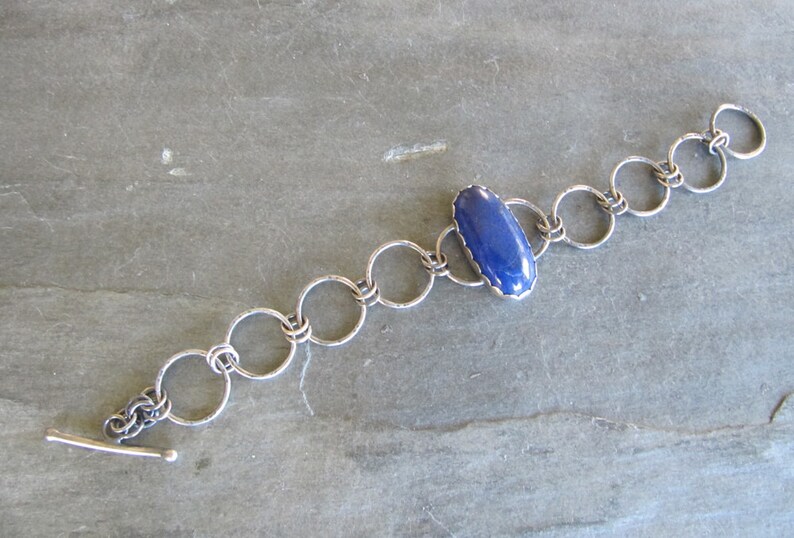 Bracelet with Lapis and Hand Made Chain in Sterling Silver image 3