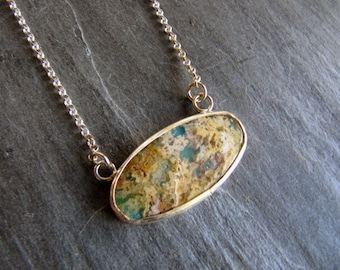 Pendant of Regency Plume Agate and Sterling Silver