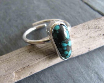 Tiny Turquoise Adjustable Rings in Sterling Silver
