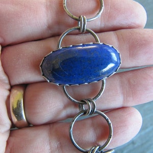 Bracelet with Lapis and Hand Made Chain in Sterling Silver image 4