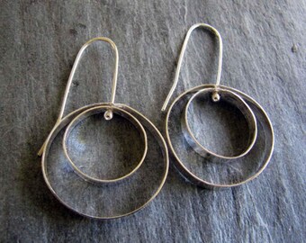 Double Circle Sterling Silver Earrings