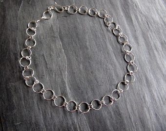 Handmade Sterling Silver Chain Necklace With Round Links
