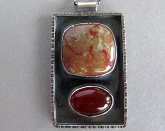 Handmade Silver Pendant With Coprolite 
