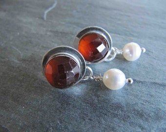 Gemstone and Pearl Earrings in Sterling Silver