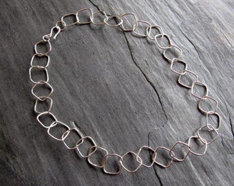 Sterling Silver Square Link Necklace