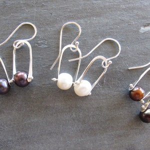 Pinned Pearl Earrings in Sterling Silver