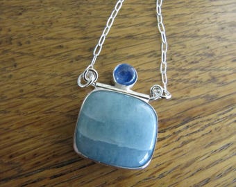 Aquamarine and Kyanite Pendant in Sterling Silver