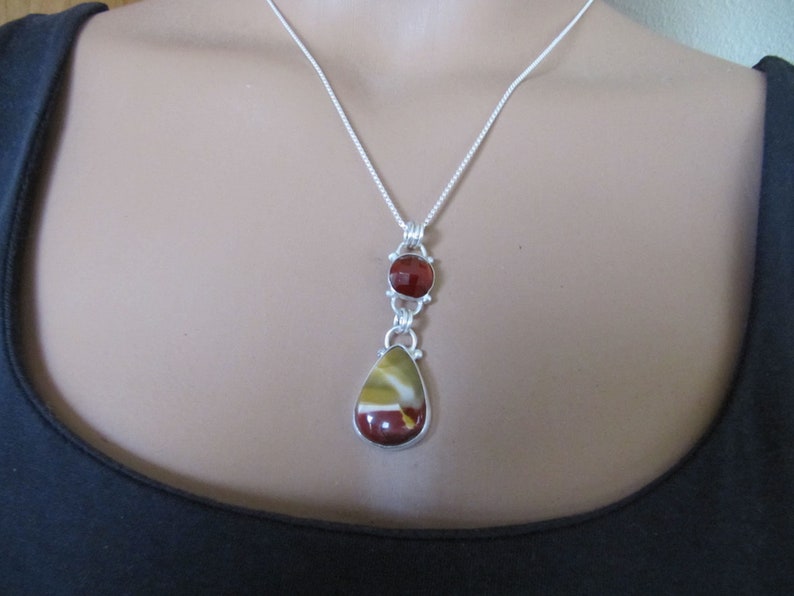 Mookaite and Garnet Pendant in Sterling Silver image 4