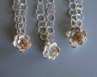 Handmade Necklace of Cast Succulent (Sedum) in Sterling Silver