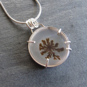 Handmade Dentritic Agate and Sterling Silver Pendant