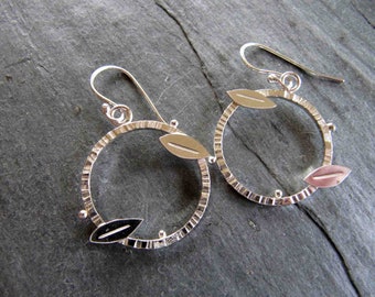 Handmade Silver Leaf and Berries Earrings