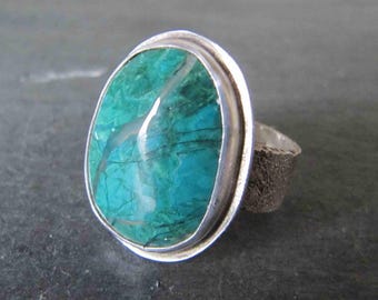 Chrysocolla and Sterling Silver Ring