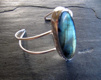 Labradorite Cuff Bracelet in Sterling Silver