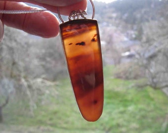 Pendants of Petrified Wood and Bears in Sterling Silver