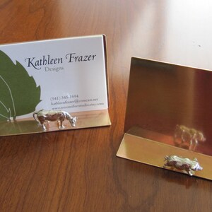 Porte-cartes de visite fait main en argent et laiton