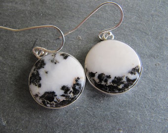 Zebra Marble and Silver Earrings.