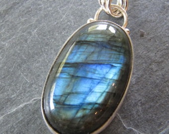 Handmade Pendant of Labradorite and Sterling Silver