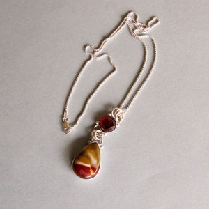 Mookaite and Garnet Pendant in Sterling Silver image 6