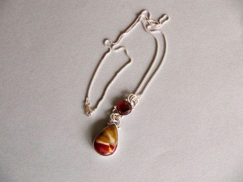 Mookaite and Garnet Pendant in Sterling Silver image 6