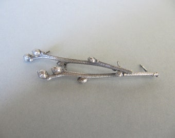Blueberry Twig Brooches Cast in Sterling Silver