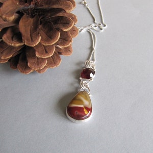Mookaite and Garnet Pendant in Sterling Silver image 3