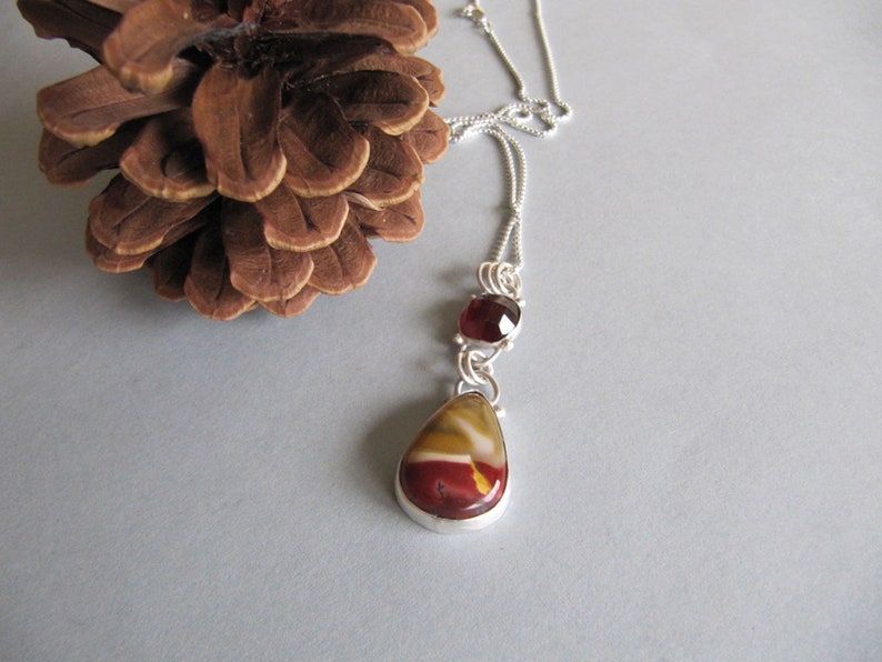 Mookaite and Garnet Pendant in Sterling Silver image 3