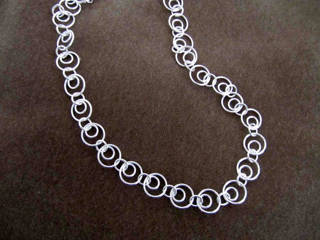 Handmade Sterling Silver Chain Necklace Made of Double Rings and Links ...
