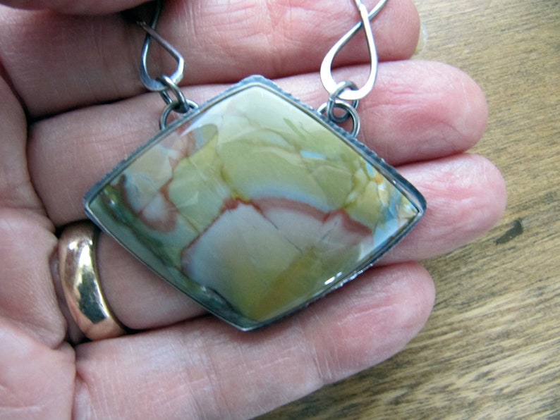 Crayola Jasper Necklace With Handmade Chain in Sterling Silver Etsy
