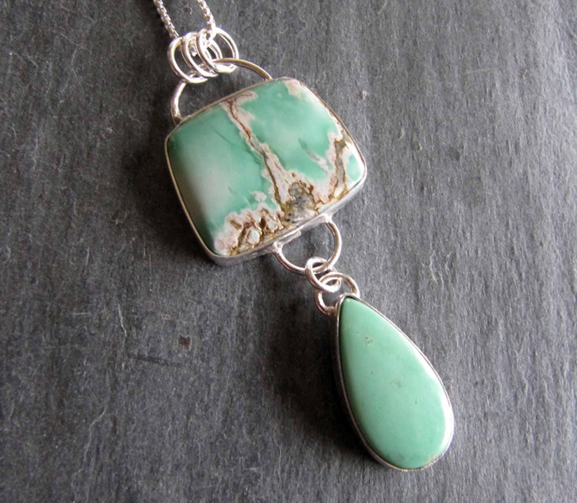 Variscite and Chrysoprase Pendant in Sterling Silver