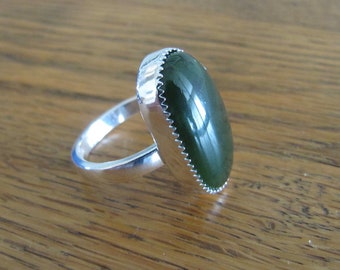 Jade en Sterling Zilveren Ring Maat 8