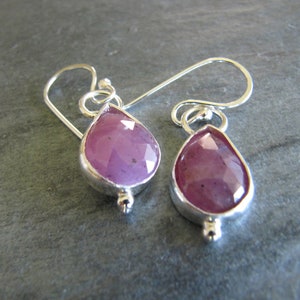 Ruby and Silver Dangle Earrings