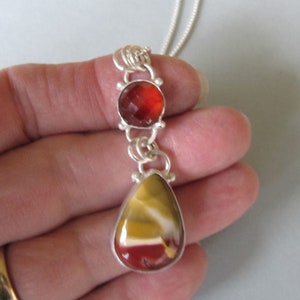 Mookaite and Garnet Pendant in Sterling Silver image 2